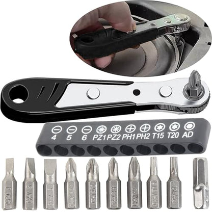 11 in 1 Right Angle Ratcheting Screwdriver Magnetic Low Profile 36 Tooth