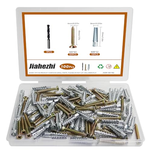 100Pcs M4 M8 Hollow Wall Anchors with Screws, Loose Hinge Hole Repair Kits - size: M4/8-100 Pcs