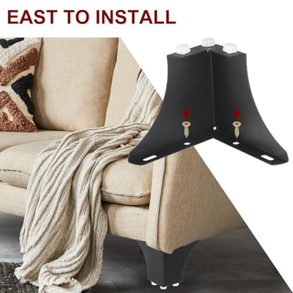 PATIKIL Metal Furniture Legs 3.94 Inch, 4 Pack Triangle Furniture Feet DIY Replacement Legs Modern Style for Cabinet Cupboard Table Couch Sofa Dresser, Black - color: Black, size: 3.94 Inch