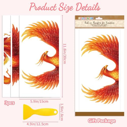 Peacoblue Phoenix Rub On Transfers for Furniture Craft 6"x12" - style: Phoenix