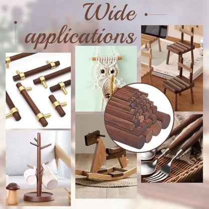 OLYCRAFT 50Pcs Walnut Dowel Rods 9 Sizes 5.9 Inch Long 2.7-19.5mm Walnut Wood Round Rods Brown Wooden Dowel Sticks for Crafts Unfinished Round Sticks for Handmade Building Model DIY Craft Supplies