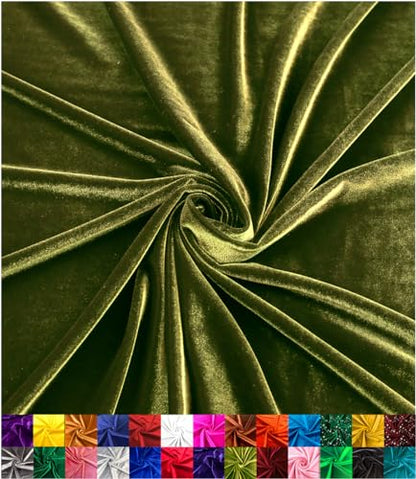 Barcelonetta | Stretch Velvet Fabric | Luxury & Soft | Velvet Fabric | 60" Wide Roll | 10% Spandex | Sewing, Apparel, Upholstery (Olive, 1 Yard) - color: Olive, size: 1 Yard