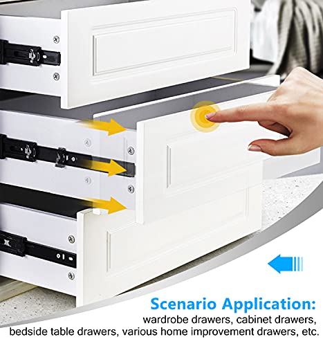 YENUO Push to Open Drawer Slides Full Extension 12–24 Inch 100 LB - color: Black-Push Open, size: 14 Inch