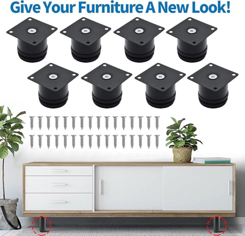Stainless Steel Adjustable Furniture Legs 2 Inch - Black - 8pcs - color: Black, size: 2"