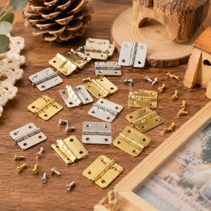 60PCS Small Hinges for Wooden Box, 0.7in Brass Hinges for Crafts, Small Box