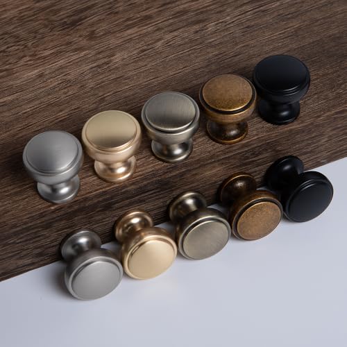 Brushed Bronze Solid Alloy Cabinet Knob 10 Pack Round Knurled Cabinet Handle Hardware Drawer Pulls (4, Champagne Bronze) - color: Champagne Bronze