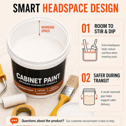 DWIL Cabinet Paint, Water Based Kitchen Cabinet Paint, Furniture Paint, Whitre Wood Paint, Low Odor, Fast Drying, Semi-Gloss, 32oz White - color: White, size: 32 Fl Oz (Pack of 1)
