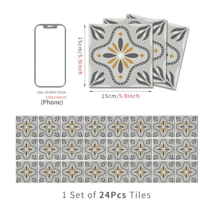 VICCI Tile Stickers 5.9x5.9 inch, 24Pcs - color: Art-239, size: 5.9x5.9IN*24PCS