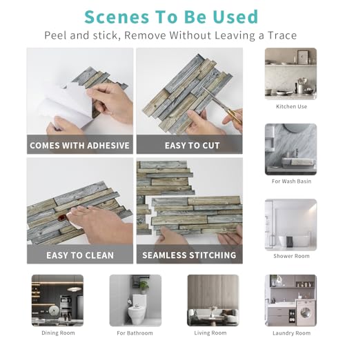 24pcs Peel and Stick Backsplash Tile Wall Stickers 9.68x4.72 inch - color: Hzw-xy-htp-103