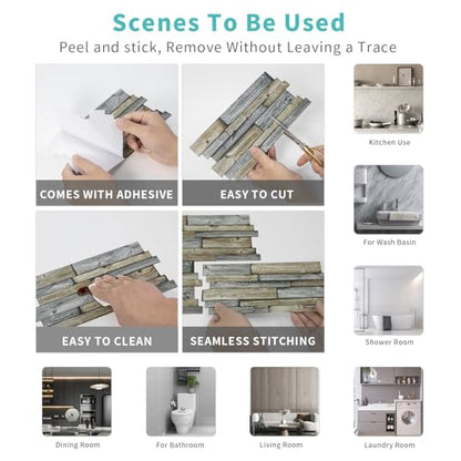 24pcs Peel and Stick Backsplash Tile Wall Stickers 9.68x4.72 inch - color: Hzw-xy-htp-103