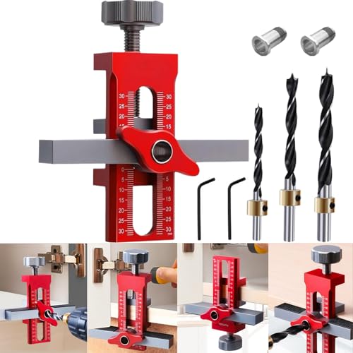 Cabinet Door Installation Jig, 2-in-1 Mounting Tool, Red - color: Red