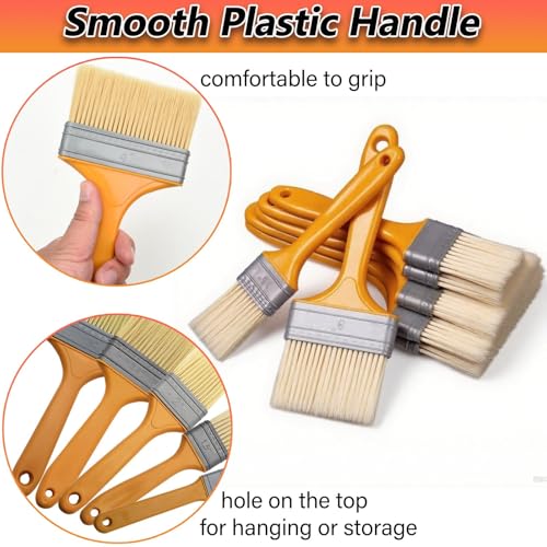 9Pack Chip Paint Brushes Soft Bristles Wall Painting Brush Varnish Wood Stain Brush Set for Furniture Fence Flat Brushes for Painting Oil Acrylic 1 1.5 2 2.5 3 4 5 6 8 inch