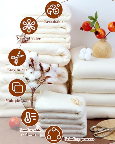 FIVEIZERO 100% Cotton Quilt Batting,60"X45" Cotton Batting for Quilting - size: 60"x45"
