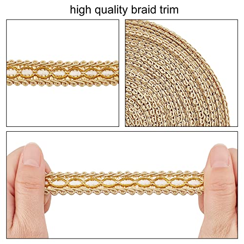 FINGERINSPIRE 12.5 Yards Gimp Braid Trim 5/8" Wide Gold Polyester Ribbon - color: Gold