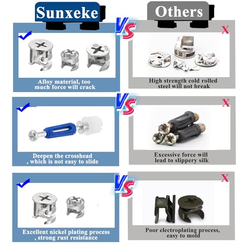 380PCS Cam Locks for Furniture,Include 300 Multi-Size Cam Bolt & Nuts Set and 80 Wood Dowel Pins,3-in-1 Eccentric Wheels Furniture Cam Lock Fasteners for Cabinet,Wardrobe and Drawer - size: 380PCS-Silver