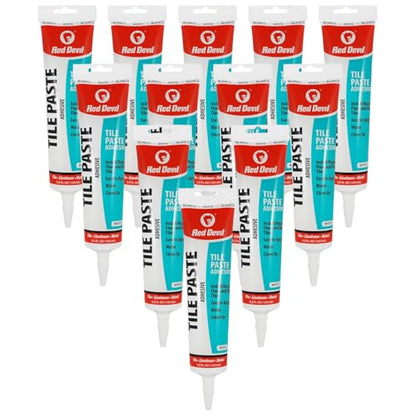 Red Devil 0497 Tile Paste Adhesive - Easy to Use, Permanent Bond for Mosaic, Plastic & Ceramic Tiles - 5.5 Fl. Oz., Tile Glue, White, Made in USA, Pack of 12 - style: 12 - Pack