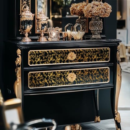 Gold Foil Rub on Transfer for Furniture DTF Transfers for Wood Drawer Decor, Flowers and Birds - style: Flowers and Birds