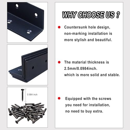 8" x 1.5" x 1.5" L Brackets Heavy Duty, Large Iron Corner Bracket Metal Joint, Thickness 2.5mm Including Screws, for Wooden Bookshelf Furniture Cabinet (Black-4PCS) - size: 8" x 1.5" x 1.5" - 4pcs - Black