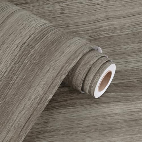 WESTICK Grayish Brown Wood Contact Paper Peel and Stick Wallpaper Wood Vinyl Wrap Waterproof Thick Wooden Grain Contact Paper for Countertops Desk Dresser Kithcen Cabinets Shelf Liner 15.8" x 393" - color: 1.brown, size: 15.8" x 394"