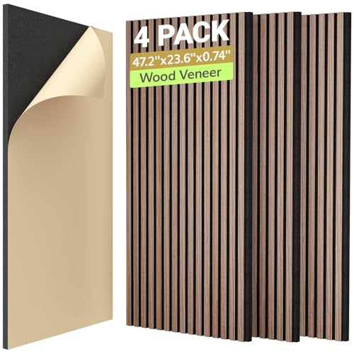 TONOR Dual-Layer Thickened Acoustic Wood Wall Panels, Self Adhesive, 4 Pack - color: Walnut