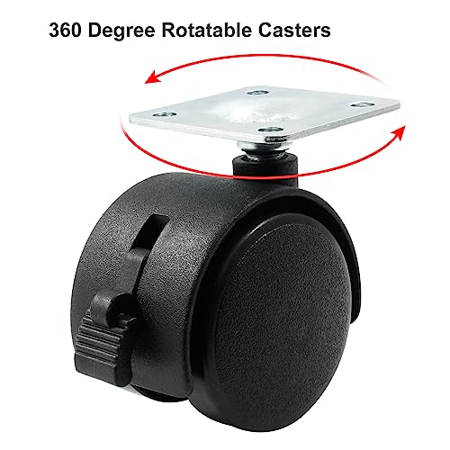 1.5 Inch Swivel Caster Wheels with Brake, Plate Caster, 4pcs - style: 1.5 Inch with Brake