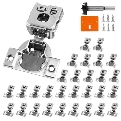 1 Inch Overlay Soft Close Cabinet Hinges, 30 Pack Slow Soft Close Hinges for Kitchen Cabinets Satin Nickel Hidden Self Closing Kitchen Cabinet Hinges for Cupboard - size: 1 inch Overlay