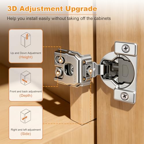 Probrico 4 Pack 2 Pair 1-1/4 inch Overlay Soft Close Cabinet Hinges Hidden Door Hinge for Kitchen Cabinet Hinges Concealed Self Closing Face Frame for Cupboard, Wardrobe, 105 Degree Opening Angel - size: 1-1/4 Inch