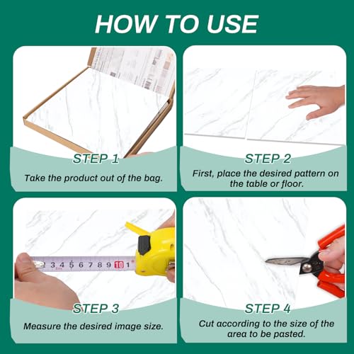 12Pcs Peel and Stick Backsplash White Marble Wall Tiles, 23.6” x 11.8” - color: White, size: 23.6" x 11.8" x 2.2mm