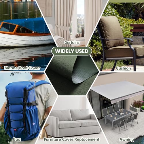 Waterproof Marine Canvas Fabric by The Yard 58" W 600D PVC Backing 15 Yards - color: Army Green, size: 15 Yards