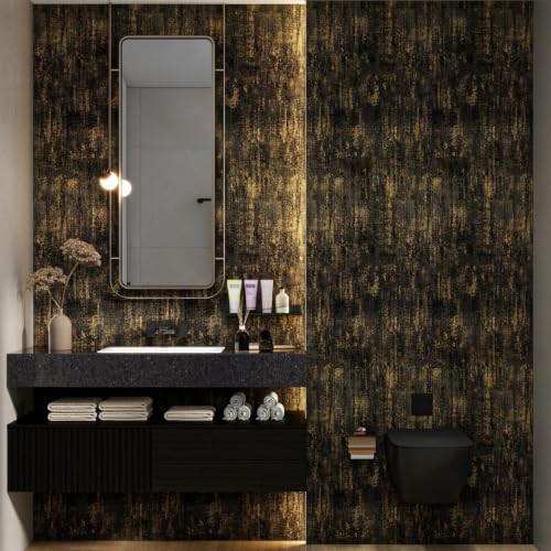 Arthome Black Gold Wallpaper Peel and Stick Contact Paper 17" x 240" - color: Black Gold, size: 17" x 240"