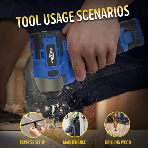 140Nm 17V Brushless Impact Screwdriver with 2 Batteries (Blue) - color: Blue, size: 17V Brushless Screwdriver