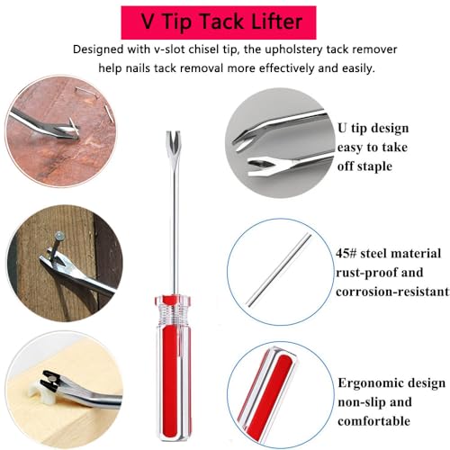 Upholstery Staple Remover Tack Puller Nail Remover Tool Set Nail Puller Plier, Staple Puller, Tack Lifter, Fastener Remover, for Furniture Floor Wall Wooden Case Photo Frame with a Leather Zipper Bag