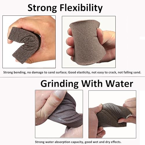 Tnisesm 6Pcs Sanding Blocks 60/80/120/180/220 Grits Sanding Sponge,for Drywall Wood Metal Washable & Reusable Sandpaper BlocksWashable and Reusable - size: 60/80/120/180/220 Grit