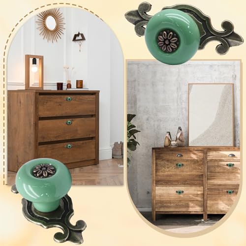Ceramic Knobs, Green Dresser Knobs, 10pcs - color: Green, size: 10 Pieces