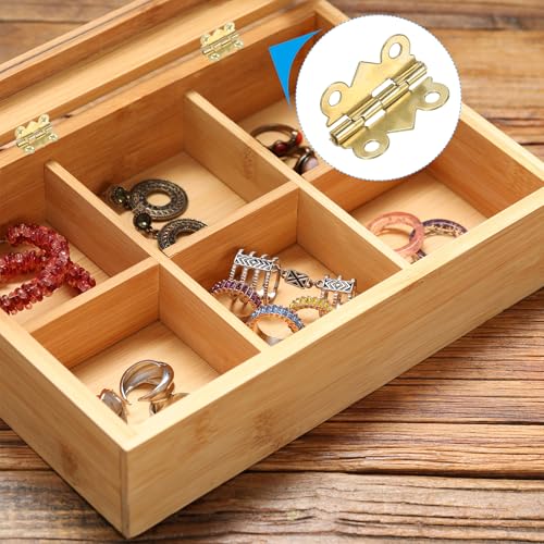 PATIKIL Small Jewelry Box Hinges 3/4 Inch, 12 Pack 90-Degree Mini Butterfly Hinges Jewelry Box Hardware with 48 Screws for Cabinet Wooden Box Drawer Craft, Gold - color: Gold