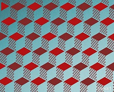 Stencil1 Geometric 3D Repeat Wallpaper Pattern Stencil - Reusable Premium Quality Mylar Stencils Painting Walls, Fabric, Furniture, Crafts, Decor - Allover Wall Effects - 11" x 11” - color: Geometric 3D Repeat Wallpaper Pattern Stencil