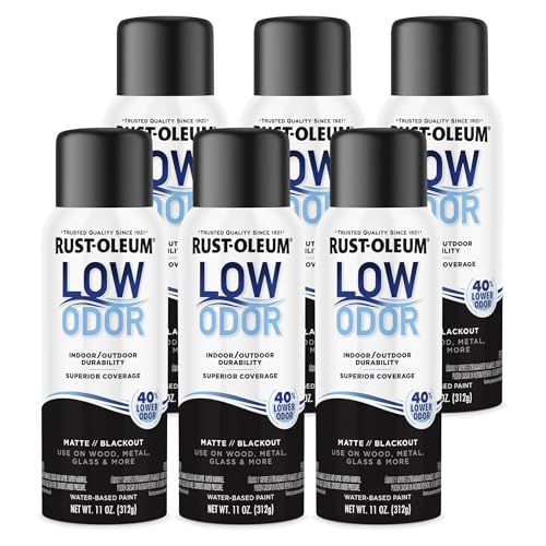 Rust-Oleum Low Odor Premium Spray Paint, Matte Blackout - color: Blackout, size: 11 Ounce (Pack of 6)