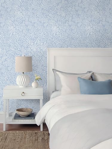 Safiyya 17.3" x 197" Peel and Stick Wallpaper Blue and White Contact Paper Polka Dots Wall Paper Modern Boho Removable Self Adhesive Wallpaper Vinyl Rolls - color: Blue, size: 17.3" x 197"