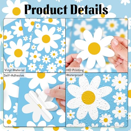 Pedel Daisy Wall Decals, 8 Sheets 96 Pcs - color: Daisy