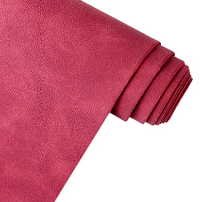 Dark Red Soft Faux Suede Fabric 30x135cm Synthetic Faux Leather Frosted Leatherette for DIY Sewing Crafts - color: Dark Red