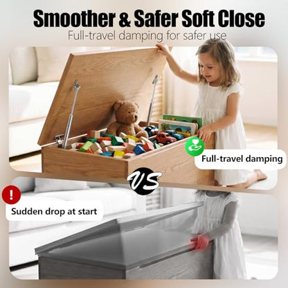 Vepagoo 2 Pack Soft Close Hinges for Toy Box, 15 inch 100N