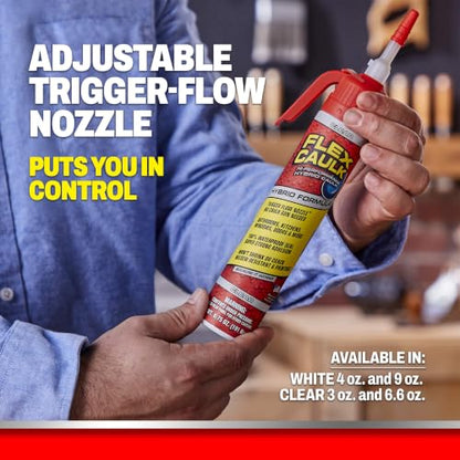 Flex Caulk Hybrid Polymer Waterproof Sealant, White, 4 oz, 2-Pack - style: Hybrid, White, 4 oz, 2-Pack