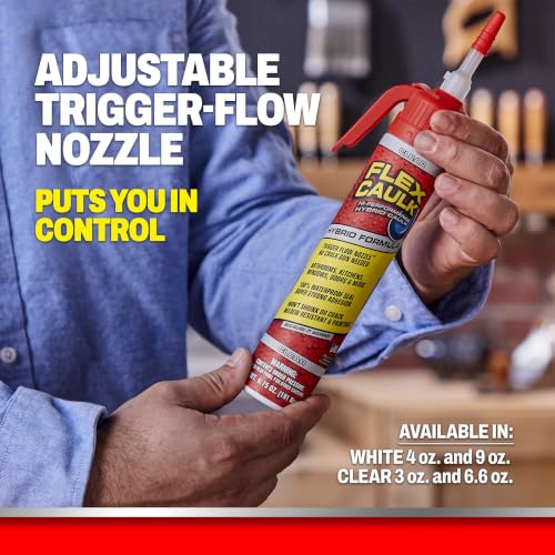 Flex Caulk Hybrid Polymer Waterproof Sealant, White, 4 oz, 1-Pack - style: Hybrid, White, 4 oz, 1-Pack