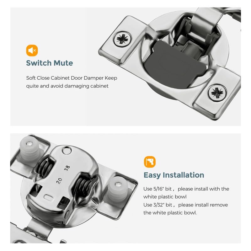 HOME EDIT 5 Pair 3/4 Inch Overlay Soft Close Cabinet Hinges Door Hinges - size: 3/4 inch Overlay