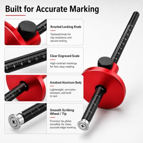 Woodworking Wheel Marking Gauge with Dual Scale