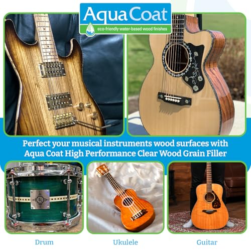 Aqua Coat New and Improved High Performance Eco-Friendly Water-Based Clear Wood Grain Filler Gel, Easily Sandable, Stainable, Paintable, Water Cleanup, Low Odor, Low VOC, Fast Drying, 32 oz - size: Quart