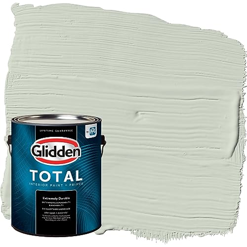 Glidden Total Interior Wall Paint & Primer All-in-One, Castaway/Green, Flat, 1 Gallon - color: Castaway, size: 128 Fl Oz (Pack of 1)