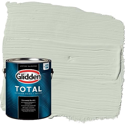 Glidden Total Interior Wall Paint & Primer All-in-One, Castaway/Green, Flat, 1 Gallon - color: Castaway, size: 128 Fl Oz (Pack of 1)