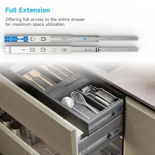 16 Inch 6 Pairs Soft Close Drawer Slides Full Extension Side Mount - size: 16 Inch-6 Pair