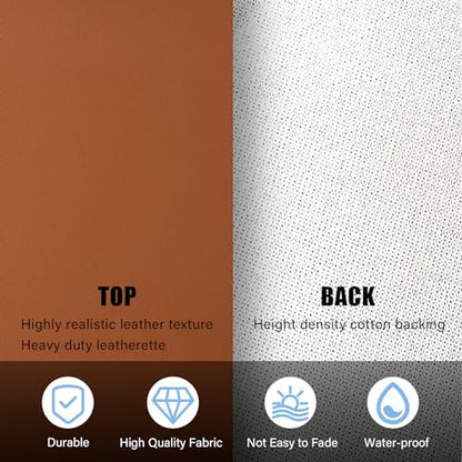 Faux Leather Fabric,54"x12" 1.2mm Thick Durable Synthetic Upholstery Leather Vinyl, Soft Smooth Waterproof, Durable,Replacement Renovate for Wallets, DIY Projects, Furniture, Car Seats 1 Foot-Brown - color: Brown, size: 1 foot (54" x 12")